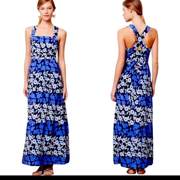 Anthropologie Dresses & Skirts - Anthropologie Maeve crossback blue floral dress